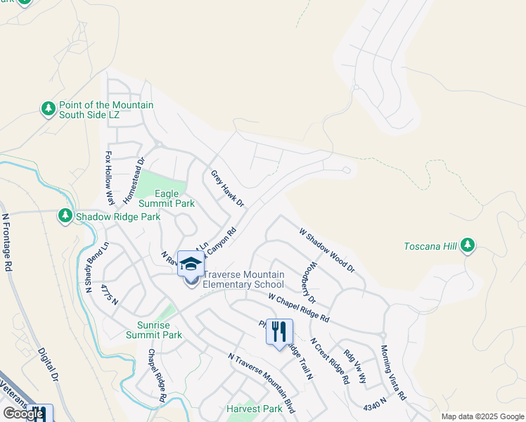 map of restaurants, bars, coffee shops, grocery stores, and more near 5034 North Marble Fox Way in Lehi