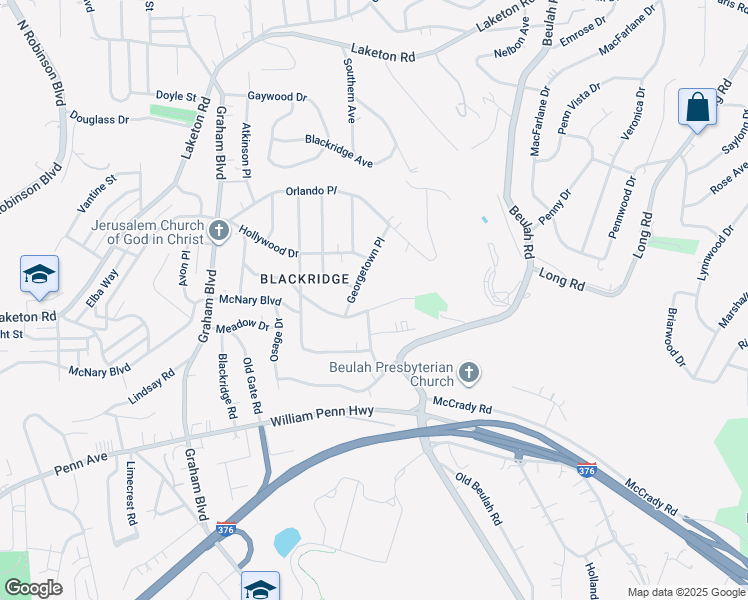 map of restaurants, bars, coffee shops, grocery stores, and more near 2511 Collins Road in Pittsburgh