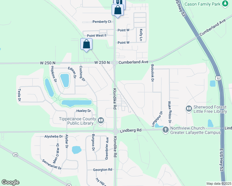 map of restaurants, bars, coffee shops, grocery stores, and more near 3054 Goddard Court in West Lafayette