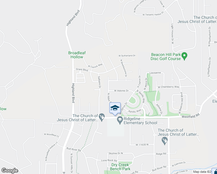 map of restaurants, bars, coffee shops, grocery stores, and more near 12019 North Atlas Drive in Highland