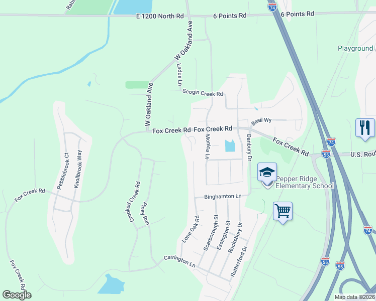 map of restaurants, bars, coffee shops, grocery stores, and more near 7 Saint Ivans Circle in Bloomington