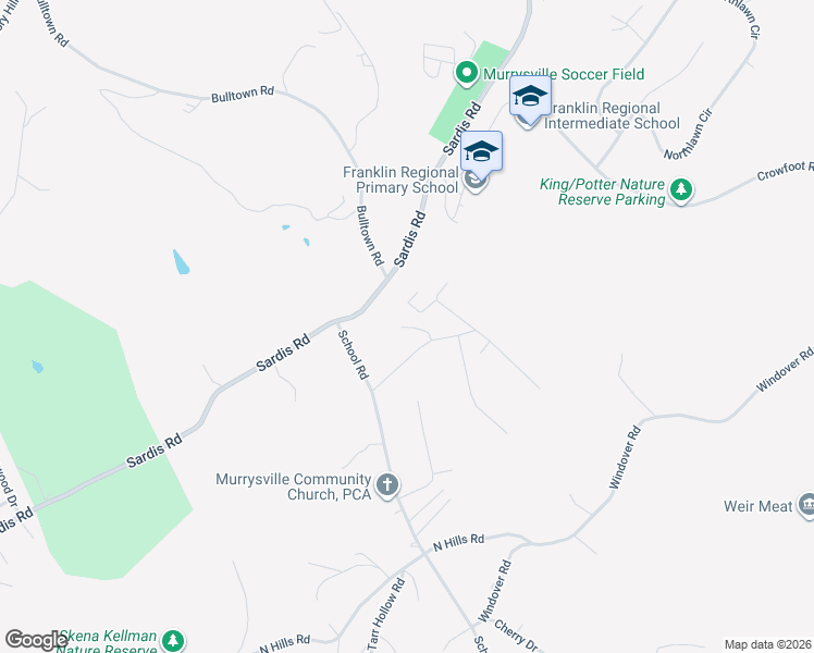 map of restaurants, bars, coffee shops, grocery stores, and more near 3885 Brookside Lane in Murrysville