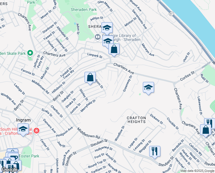 map of restaurants, bars, coffee shops, grocery stores, and more near 764 Litchfield Street in Pittsburgh