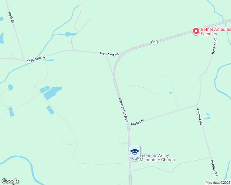 map of restaurants, bars, coffee shops, grocery stores, and more near 7960 Lancaster Avenue in Myerstown