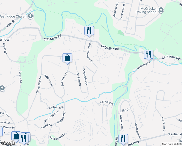 map of restaurants, bars, coffee shops, grocery stores, and more near 7315 Green Meadow Drive in Imperial