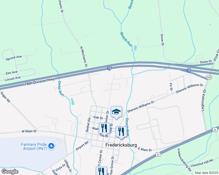 map of restaurants, bars, coffee shops, grocery stores, and more near 1 Claire's Way in Fredericksburg