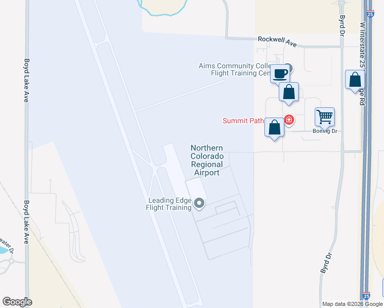 map of restaurants, bars, coffee shops, grocery stores, and more near 4826 Earhart Road in Loveland