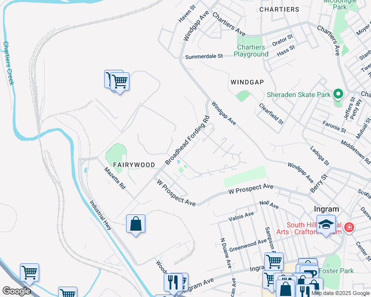 map of restaurants, bars, coffee shops, grocery stores, and more near 133 Cedarwood Place in Pittsburgh