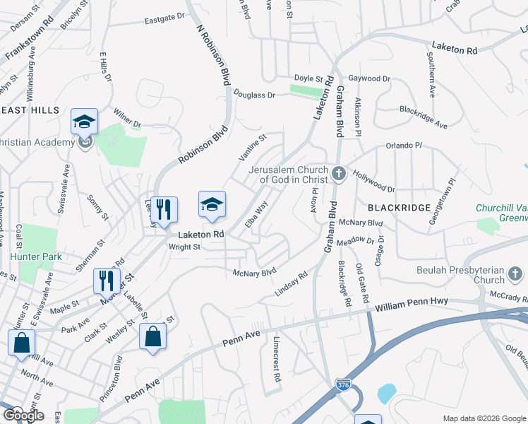 map of restaurants, bars, coffee shops, grocery stores, and more near 2065 Chalfant Street in Pittsburgh