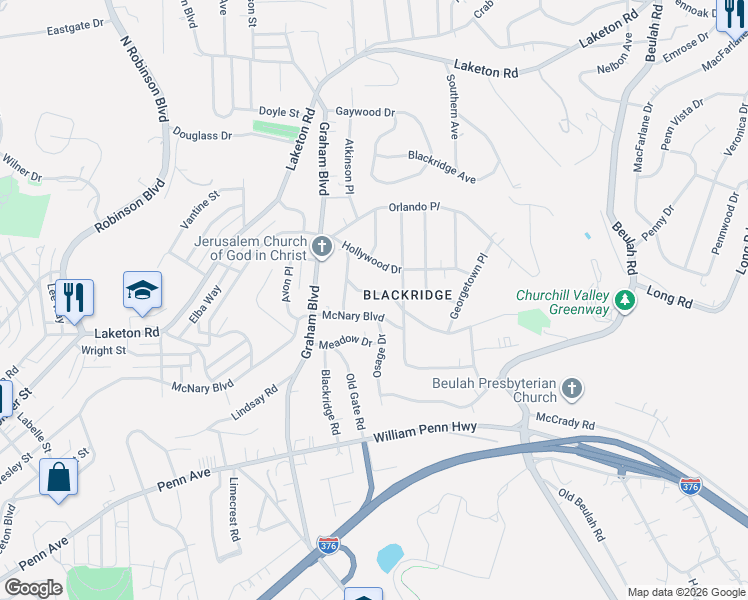 map of restaurants, bars, coffee shops, grocery stores, and more near 2359 Collins Road in Pittsburgh