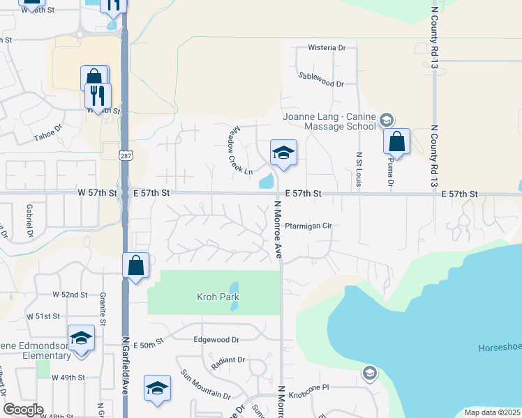 map of restaurants, bars, coffee shops, grocery stores, and more near Delaware Circle in Loveland