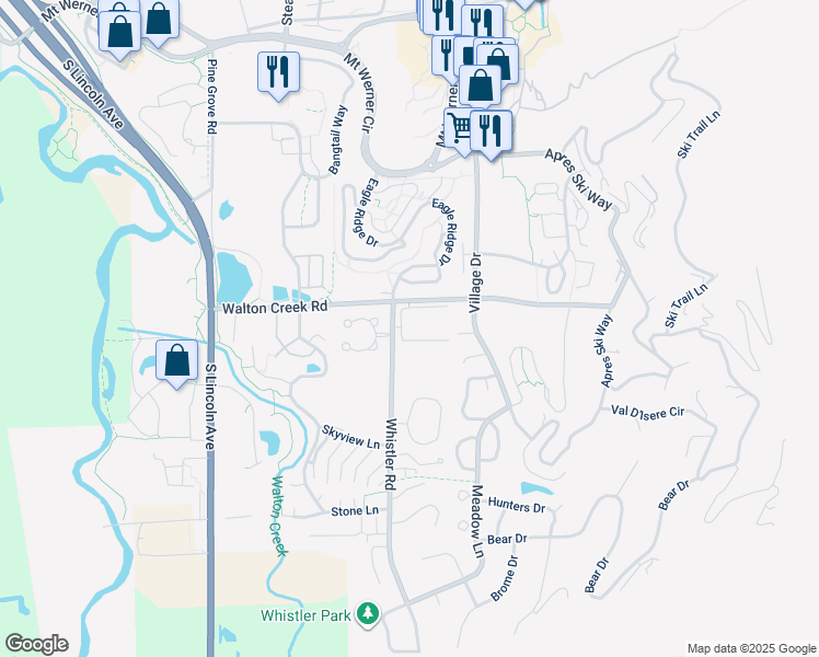 map of restaurants, bars, coffee shops, grocery stores, and more near 1565 Whistler Road in Steamboat Springs