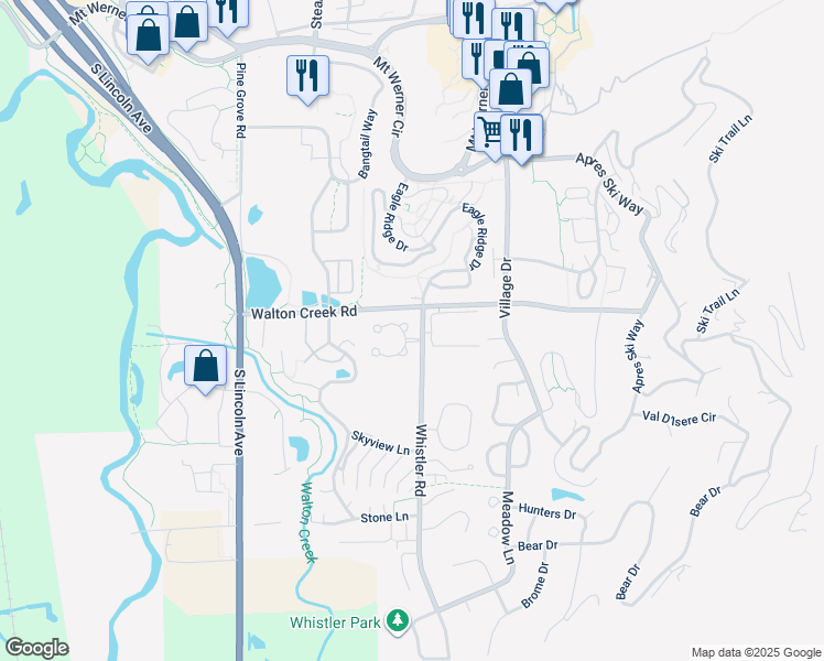map of restaurants, bars, coffee shops, grocery stores, and more near 1478 Morgan Court in Steamboat Springs