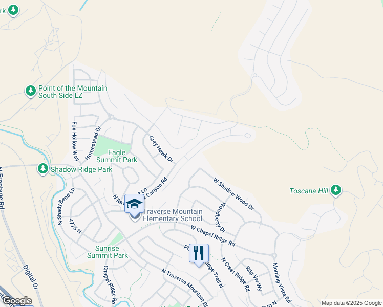 map of restaurants, bars, coffee shops, grocery stores, and more near 2312 West Eagles View Drive in Lehi