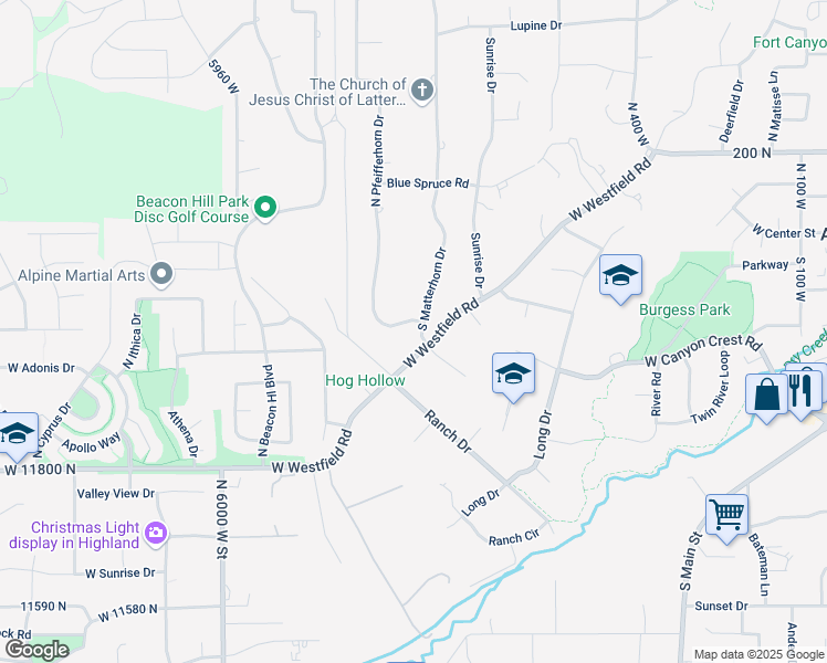 map of restaurants, bars, coffee shops, grocery stores, and more near 897 West Pfeifferhorn Drive in Alpine