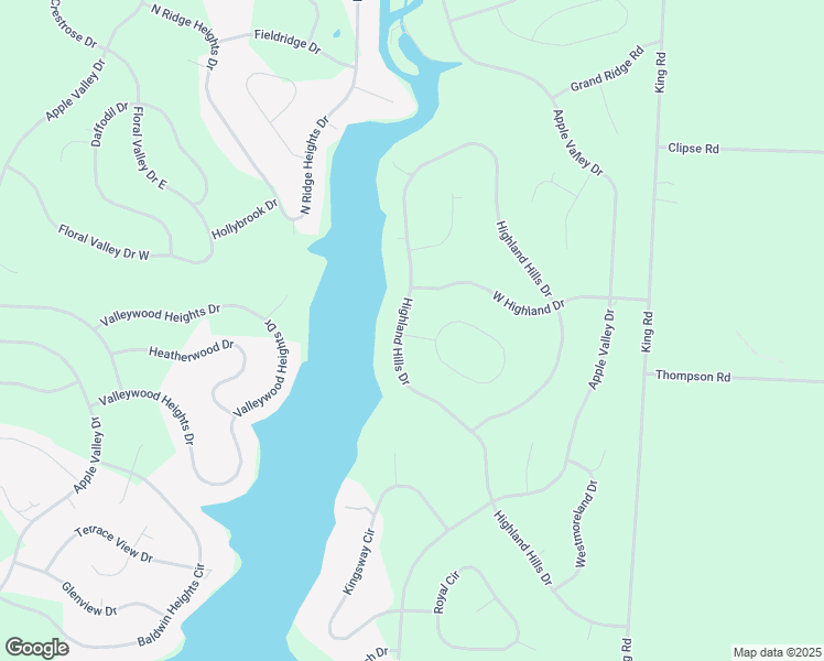 map of restaurants, bars, coffee shops, grocery stores, and more near 556 Highland Hills Drive in Howard
