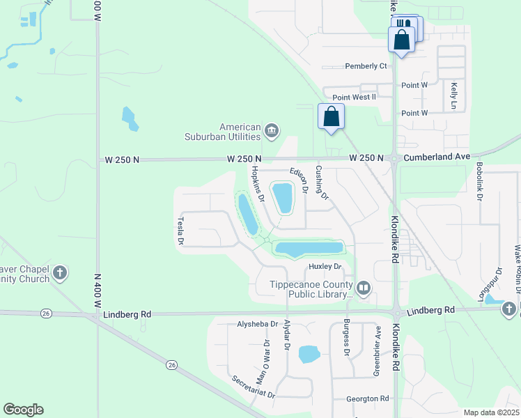 map of restaurants, bars, coffee shops, grocery stores, and more near 2334 Hopkins Drive in West Lafayette