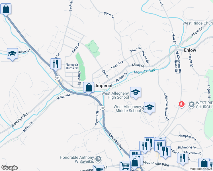 map of restaurants, bars, coffee shops, grocery stores, and more near in Imperial
