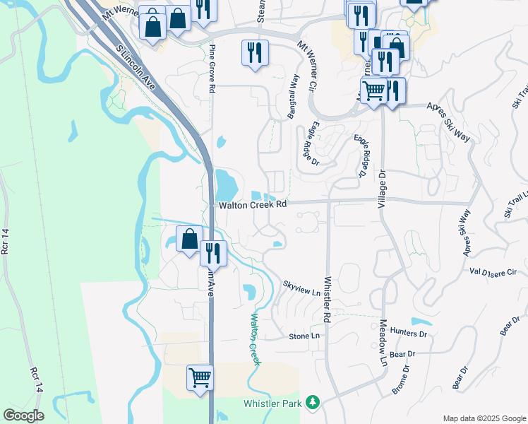 map of restaurants, bars, coffee shops, grocery stores, and more near 1335 Walton Creek Road in Steamboat Springs