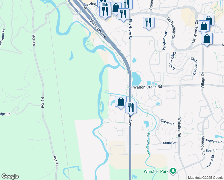 map of restaurants, bars, coffee shops, grocery stores, and more near 970 Confluence Court in Steamboat Springs