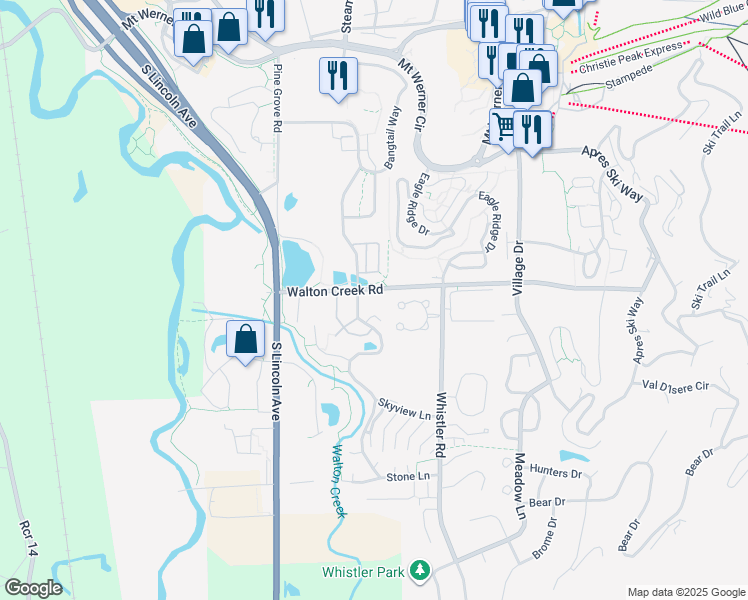 map of restaurants, bars, coffee shops, grocery stores, and more near 1335 Walton Creek Road in Steamboat Springs