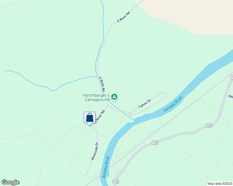 map of restaurants, bars, coffee shops, grocery stores, and more near 1796 South River Road in McVeytown