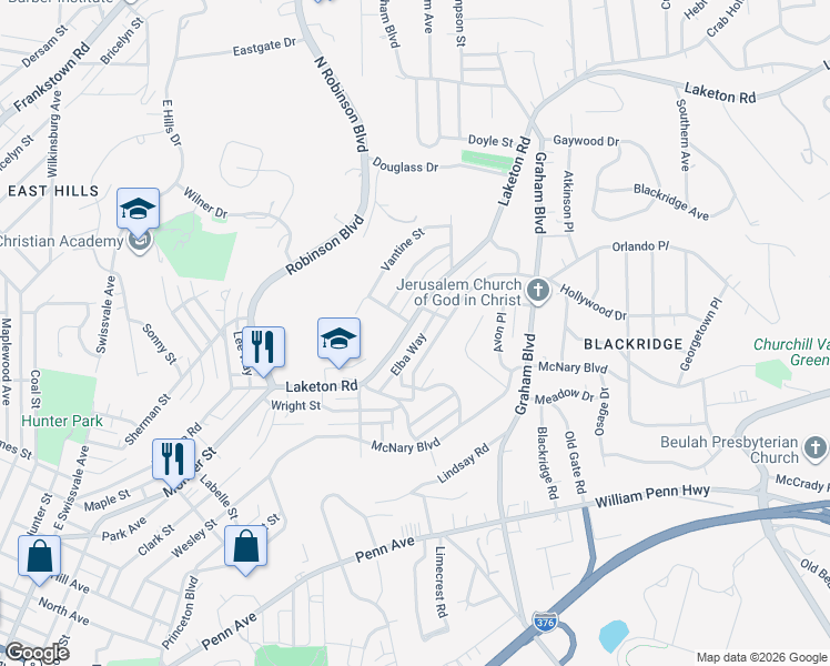map of restaurants, bars, coffee shops, grocery stores, and more near 2065 Chalfant Street in Pittsburgh