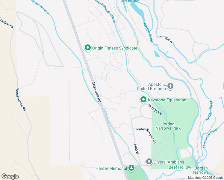 map of restaurants, bars, coffee shops, grocery stores, and more near 16535 South Redwood Road in Bluffdale