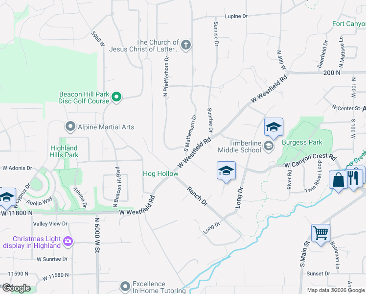 map of restaurants, bars, coffee shops, grocery stores, and more near 897 West Pfeifferhorn Drive in Alpine