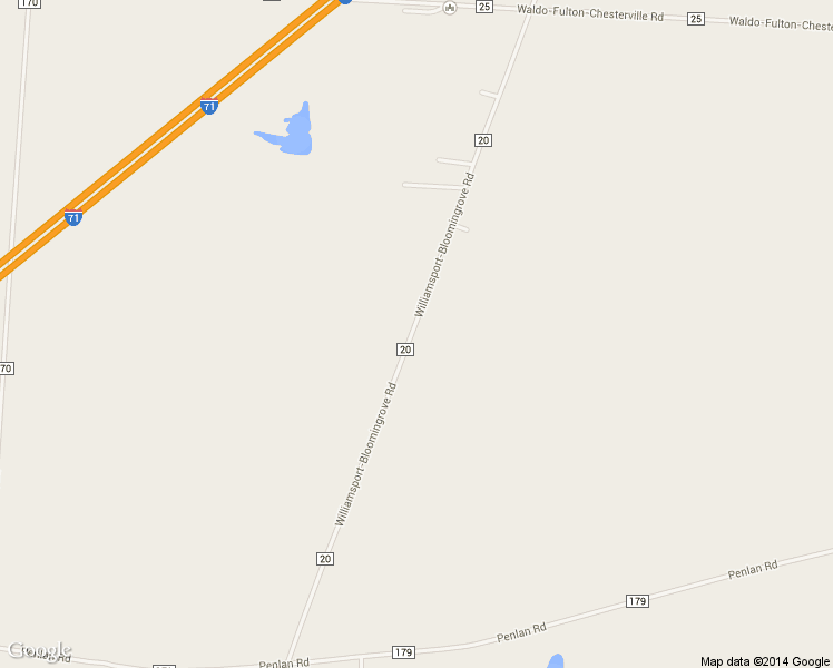 map of restaurants, bars, coffee shops, grocery stores, and more near 2735 Township Road 20 in Cardington