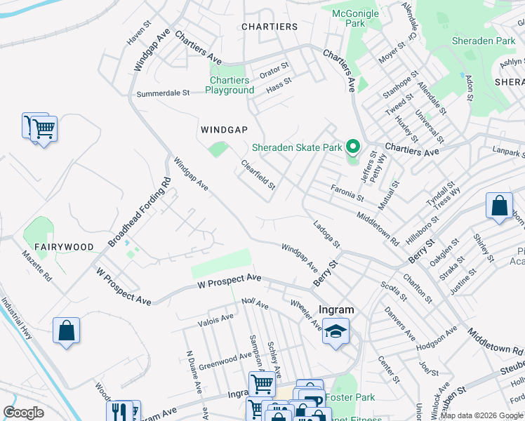map of restaurants, bars, coffee shops, grocery stores, and more near 3330 Kathy Drive in Pittsburgh