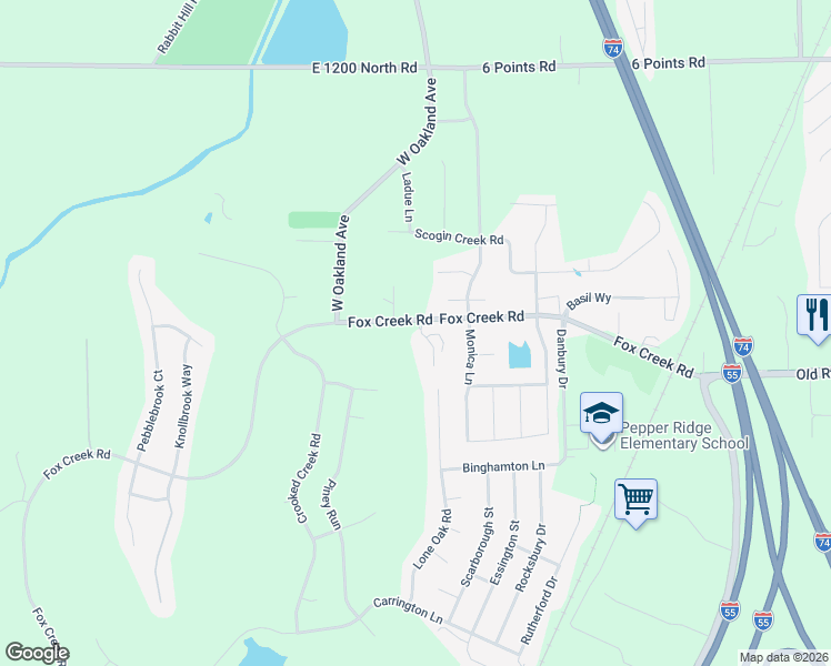 map of restaurants, bars, coffee shops, grocery stores, and more near 3 Saint Ivans Circle in Bloomington