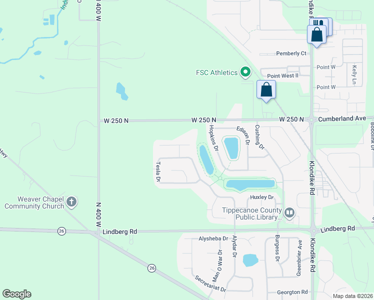 map of restaurants, bars, coffee shops, grocery stores, and more near 2385 Cousteau Drive in West Lafayette