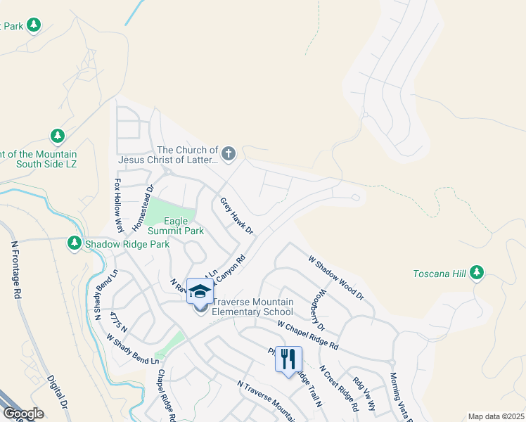 map of restaurants, bars, coffee shops, grocery stores, and more near 2312 West Eagles View Drive in Lehi
