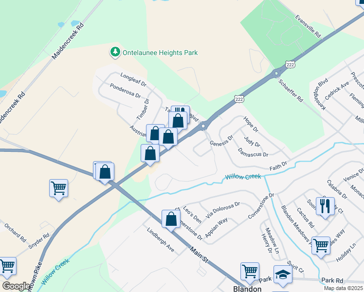 map of restaurants, bars, coffee shops, grocery stores, and more near 8528 Allentown Pike in Blandon
