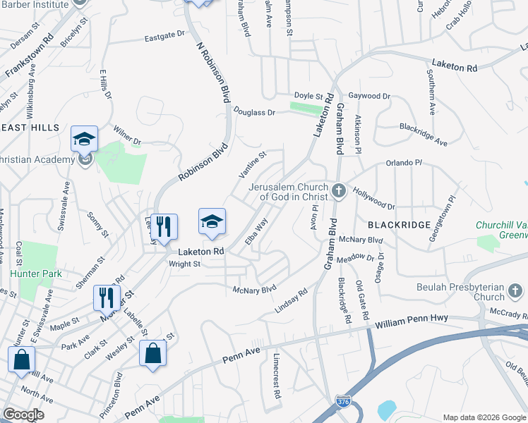 map of restaurants, bars, coffee shops, grocery stores, and more near 2065 Chalfant Street in Pittsburgh