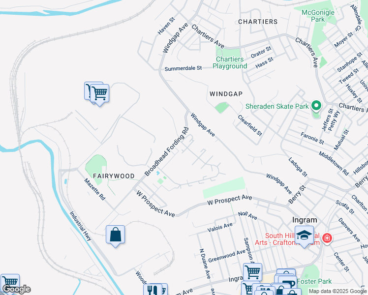 map of restaurants, bars, coffee shops, grocery stores, and more near 716 Village Road in Pittsburgh