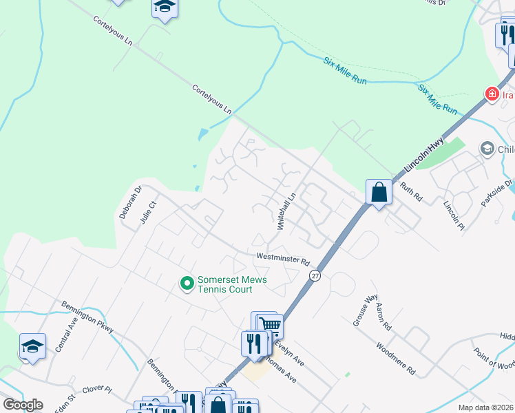 map of restaurants, bars, coffee shops, grocery stores, and more near 40 Sherborne Street in Franklin Township