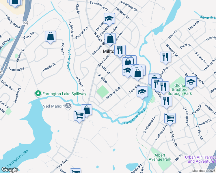 map of restaurants, bars, coffee shops, grocery stores, and more near 60 South Street in Milltown