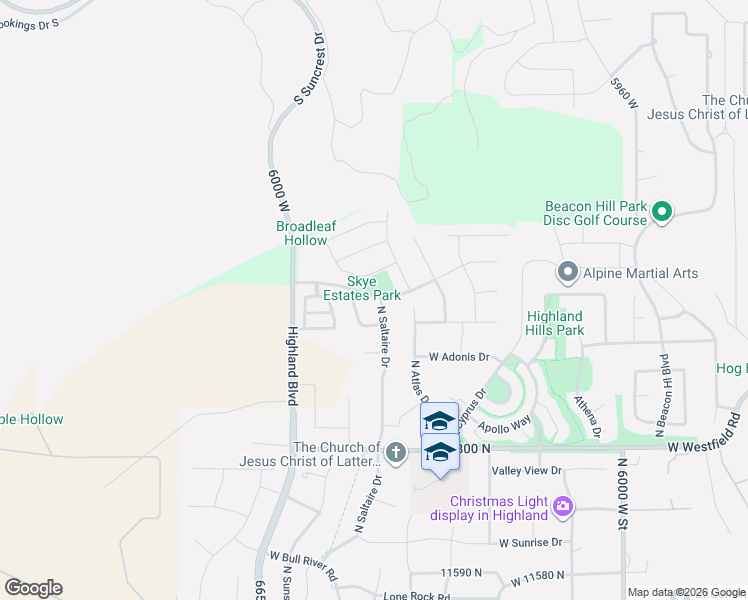 map of restaurants, bars, coffee shops, grocery stores, and more near 12057 North Saltaire Drive in Highland