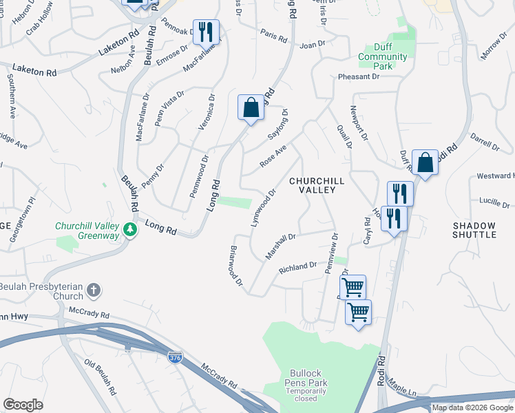 map of restaurants, bars, coffee shops, grocery stores, and more near 189 Rosewood Drive in Pittsburgh