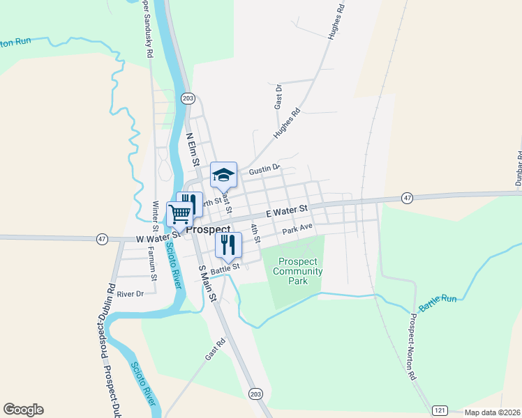 map of restaurants, bars, coffee shops, grocery stores, and more near 407 North Street in Prospect