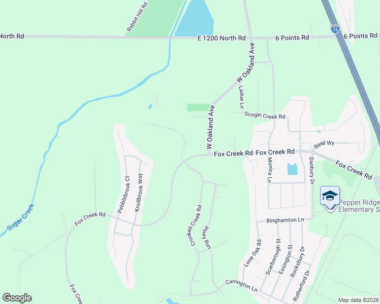 map of restaurants, bars, coffee shops, grocery stores, and more near 30 Crooked Creek Court in Bloomington