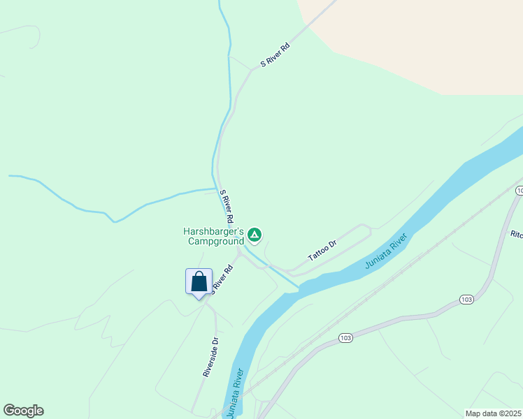 map of restaurants, bars, coffee shops, grocery stores, and more near 1796 South River Road in McVeytown