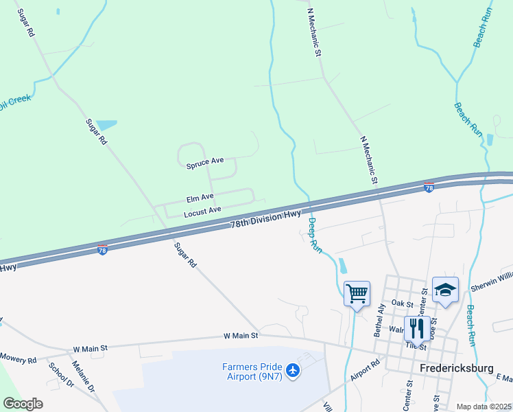 map of restaurants, bars, coffee shops, grocery stores, and more near 110 Locust Avenue in Fredericksburg