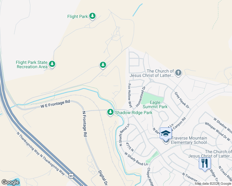 map of restaurants, bars, coffee shops, grocery stores, and more near 2986 West Windscape Drive in Lehi
