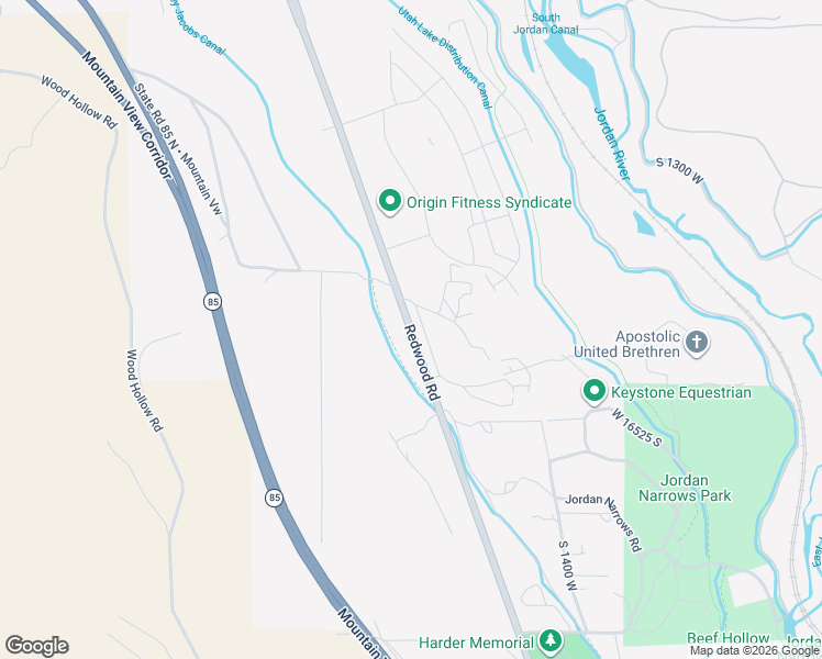 map of restaurants, bars, coffee shops, grocery stores, and more near 16535 South Camp Williams Road in Bluffdale