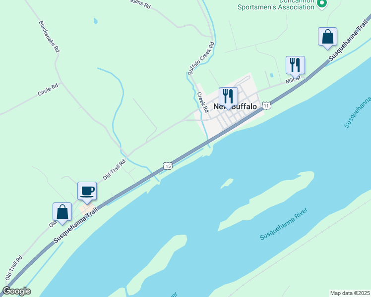 map of restaurants, bars, coffee shops, grocery stores, and more near 3244 Susquehanna Trail in Duncannon