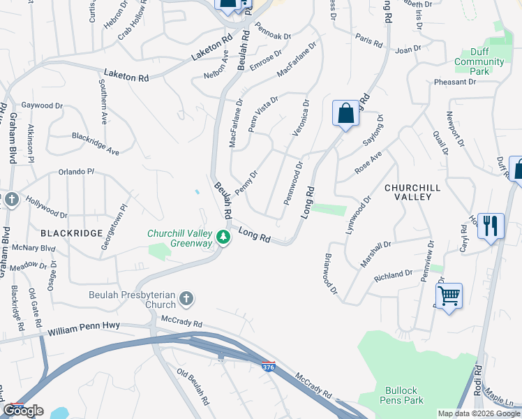 map of restaurants, bars, coffee shops, grocery stores, and more near 813 Macfarlane Drive in Pittsburgh