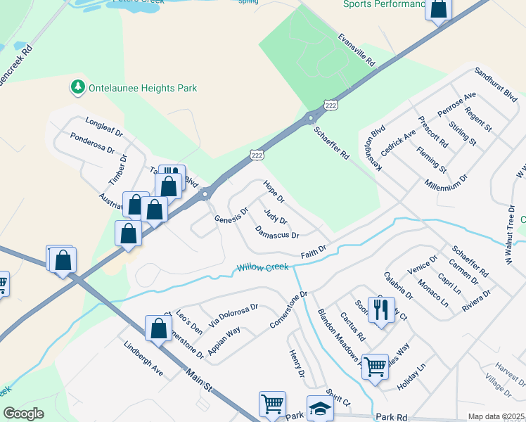 map of restaurants, bars, coffee shops, grocery stores, and more near 18 Judy Drive in Blandon